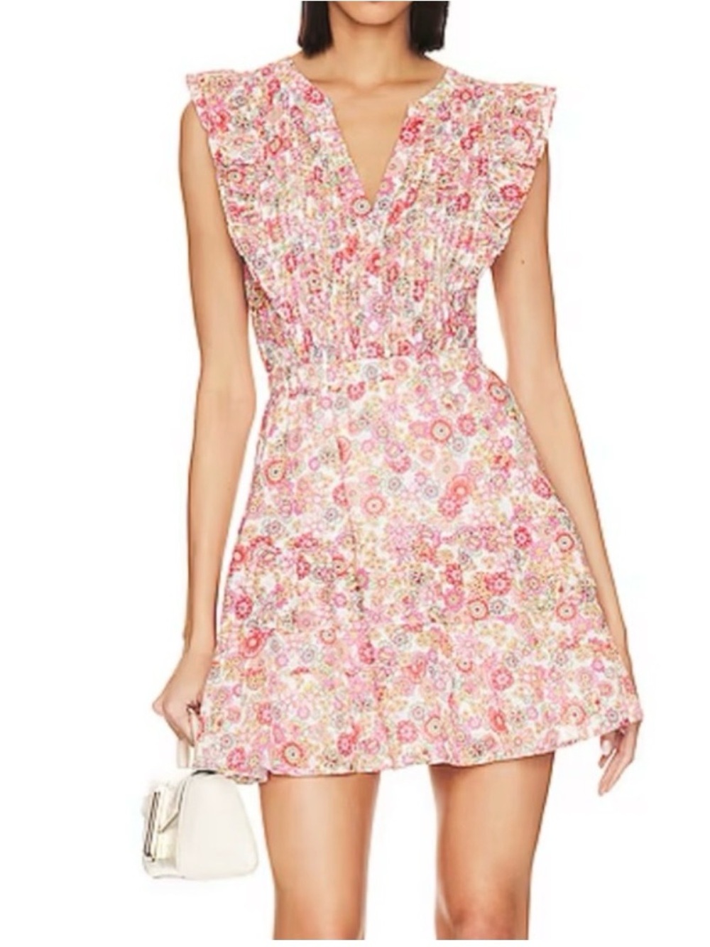 Steve Madden XL Pink Floral Ruffle Mini Dress Cottagecore Romantic